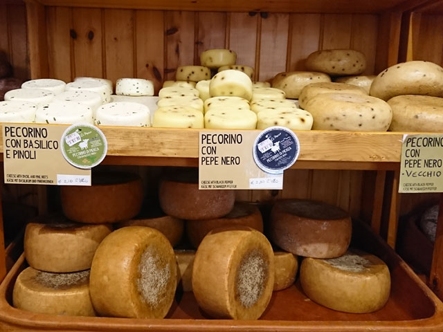 いろいろな種類のペコリーノチーズ
